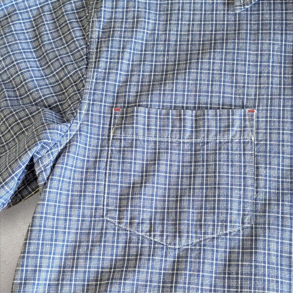 Wrangler HERO Blue Plaid Short Sleeve Button Up Shirt Menswear Casual LARGE - Picture 5 of 9
